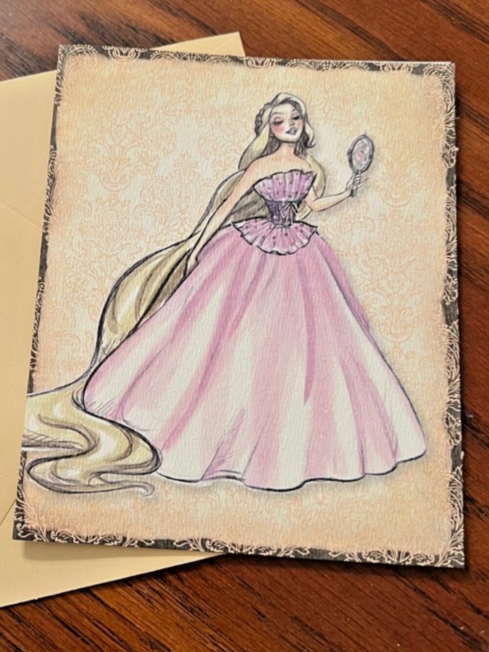 2011 DISNEY PRINCESS DESIGNER COLLECTION NOTE CARD-RAPUNZEL-NEW!